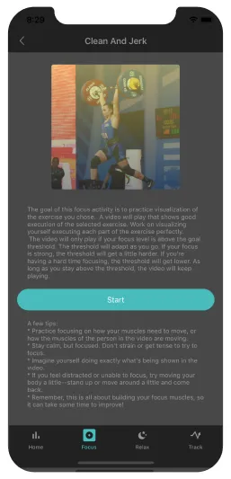 BrainCo Focus Fit app on a smartphone