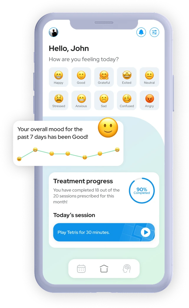 Patient companion app showing a daily mood check-in