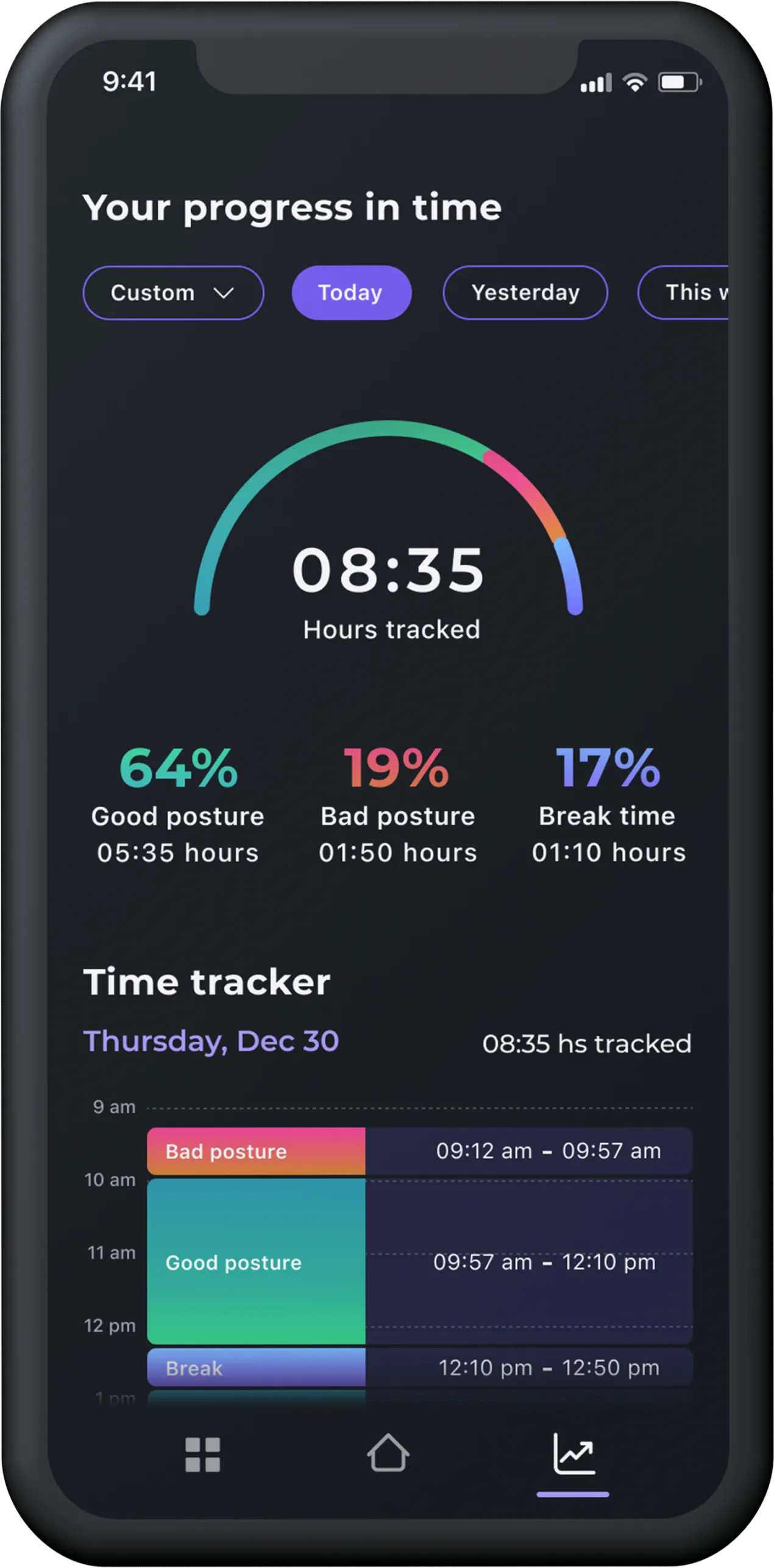 A smartphone with the Posture app